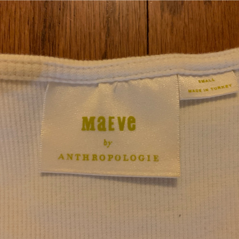 Maeve by Anthropology Off White Cropped Shirt - Picture 2 of 7